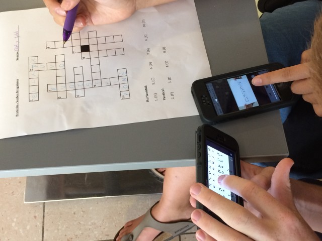 Students placed their answers into a crossword puzzle
