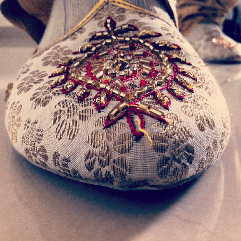 Sherwani shoe showing the dazzle. Photo by Lindsay Clark.