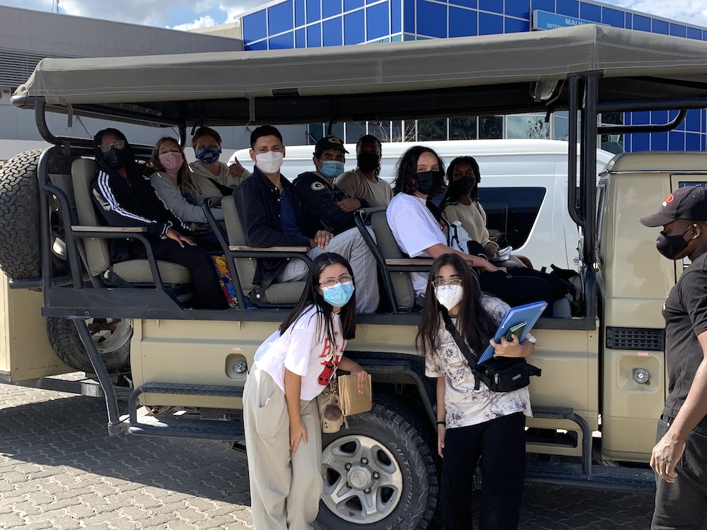 Students arrive at Maun Airport